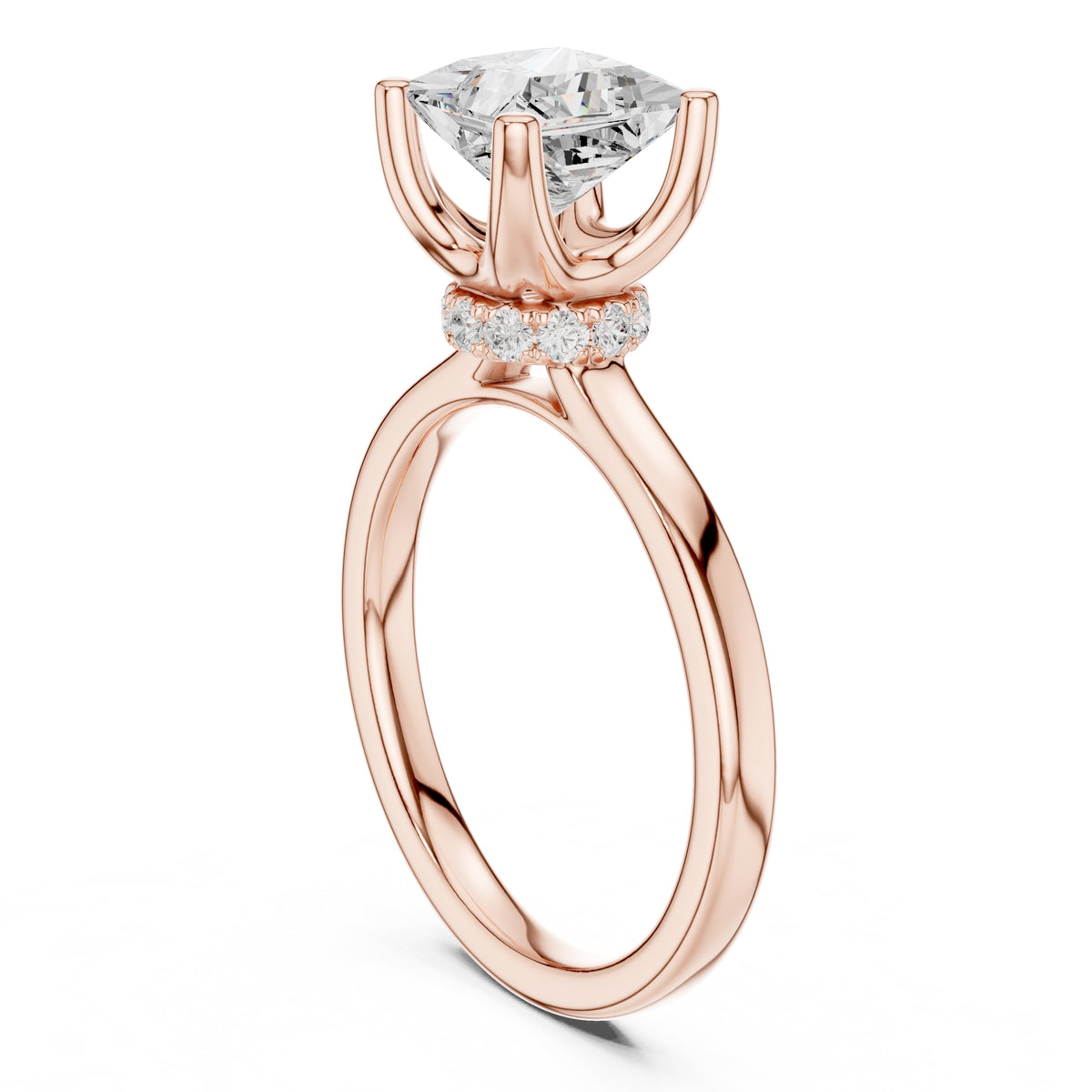 1.50 ct Crown Basket Engagement Ring 1.5ct Rose Gold Princess