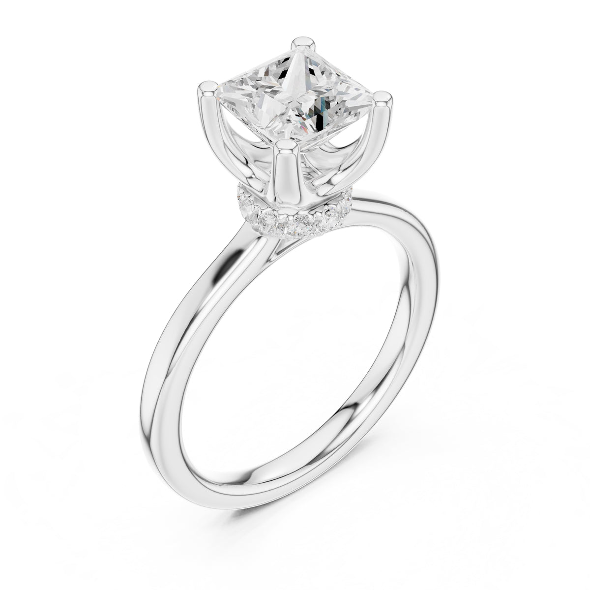 1.50 ct Crown Basket Engagement Ring 1.5ct White Gold Princess