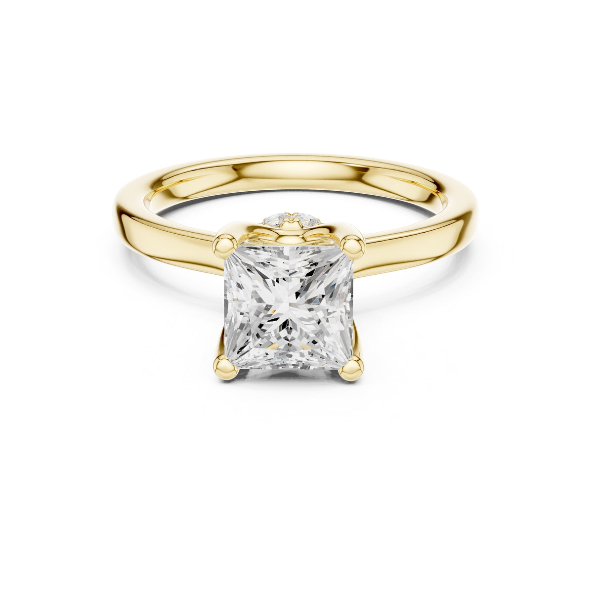 1.50 ct Crown Basket Engagement Ring 1.5ct Yellow Gold Princess