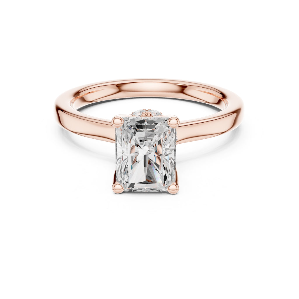 1.50 ct Crown Basket Engagement Ring 1.5ct Rose Gold Radiant