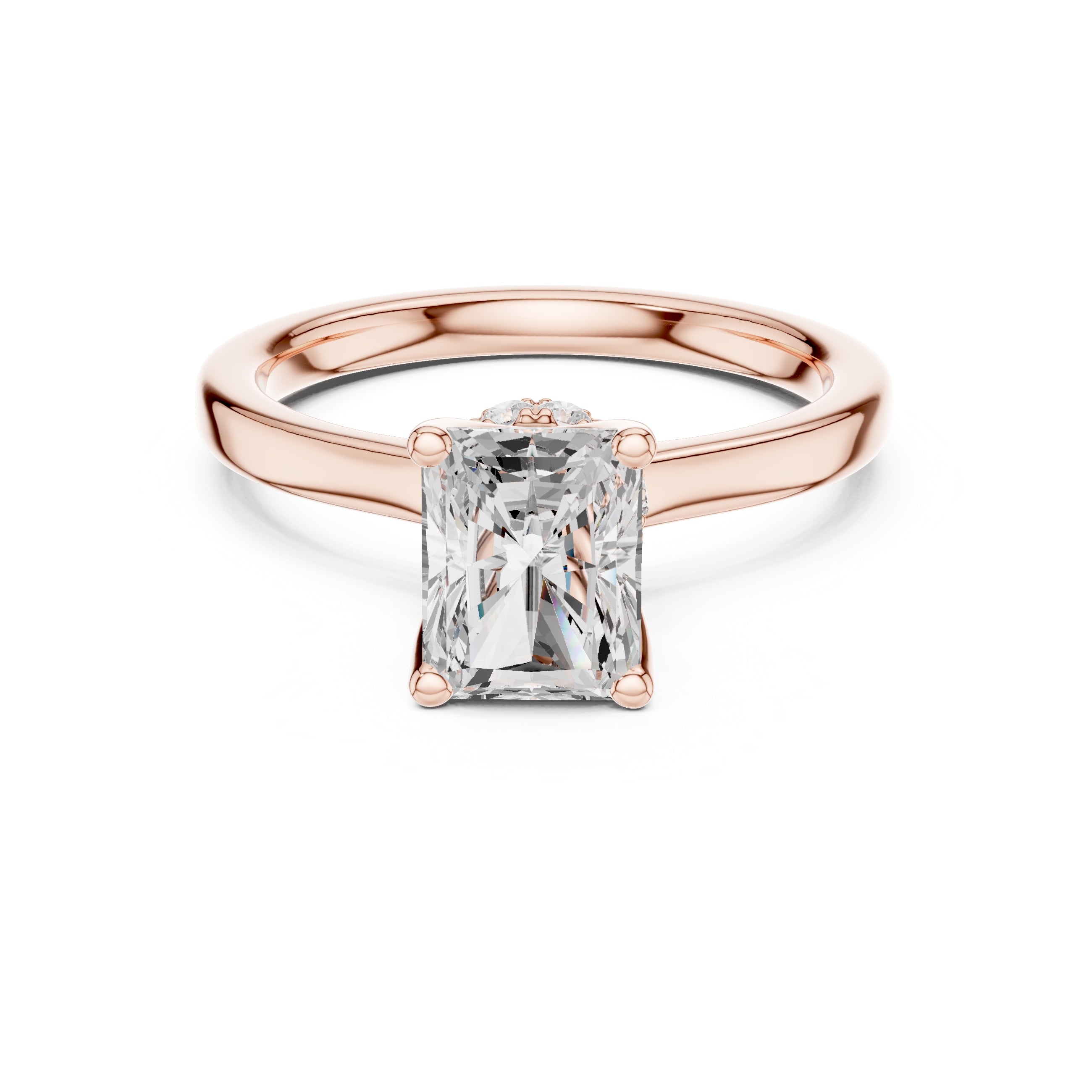 1.50 ct Crown Basket Engagement Ring 1.5ct Rose Gold Radiant