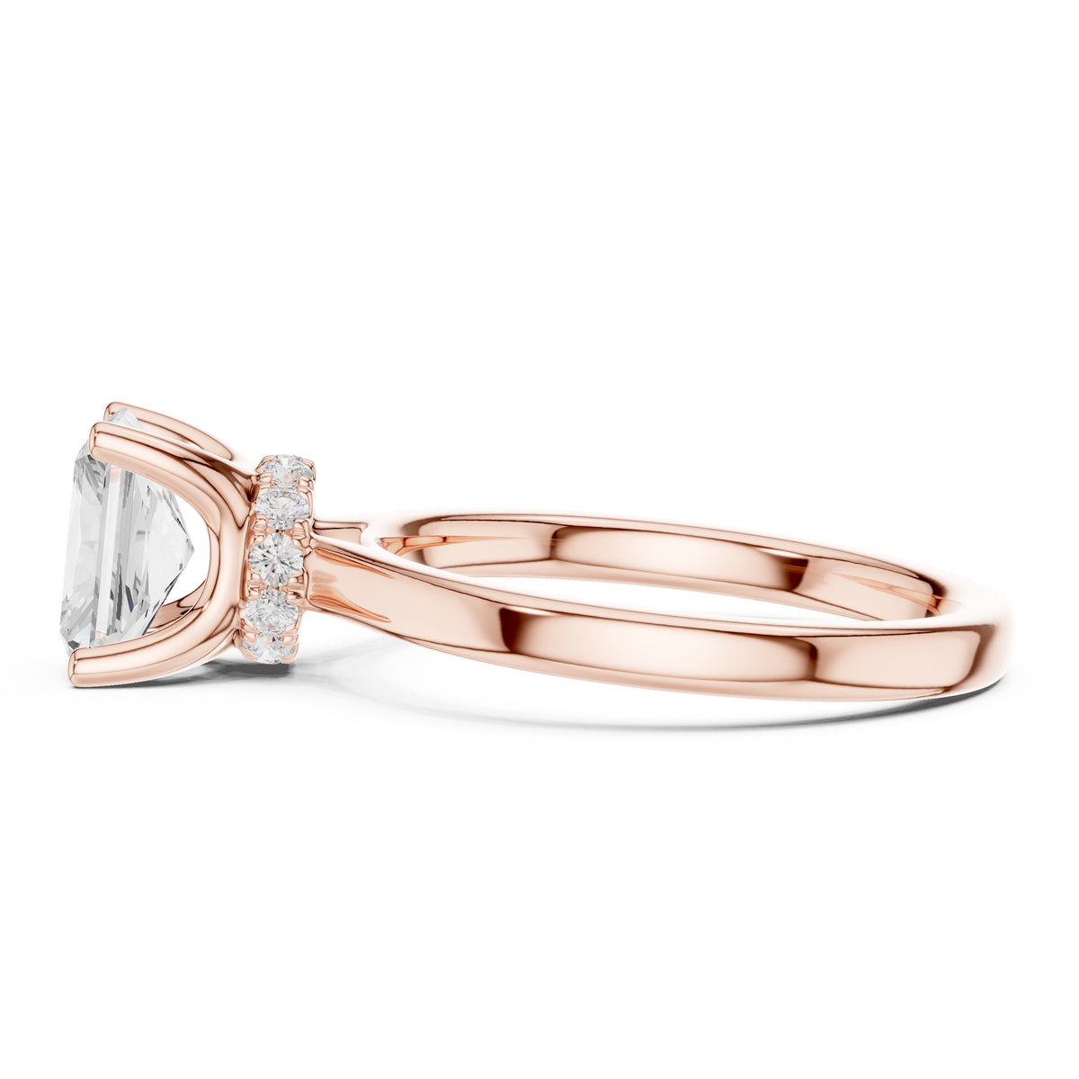 1.50 ct Crown Basket Engagement Ring 1.5ct Rose Gold Radiant