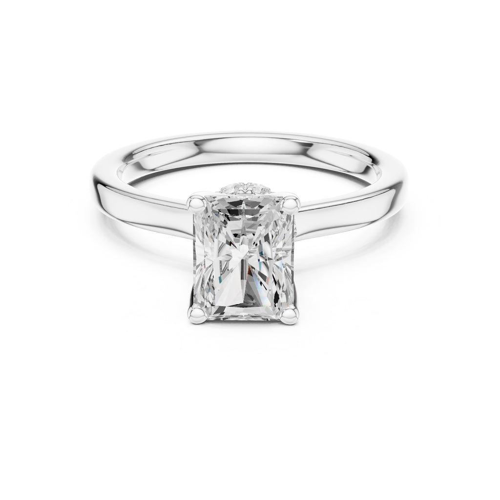 1.50 ct Crown Basket Engagement Ring 1.5ct White Gold Radiant