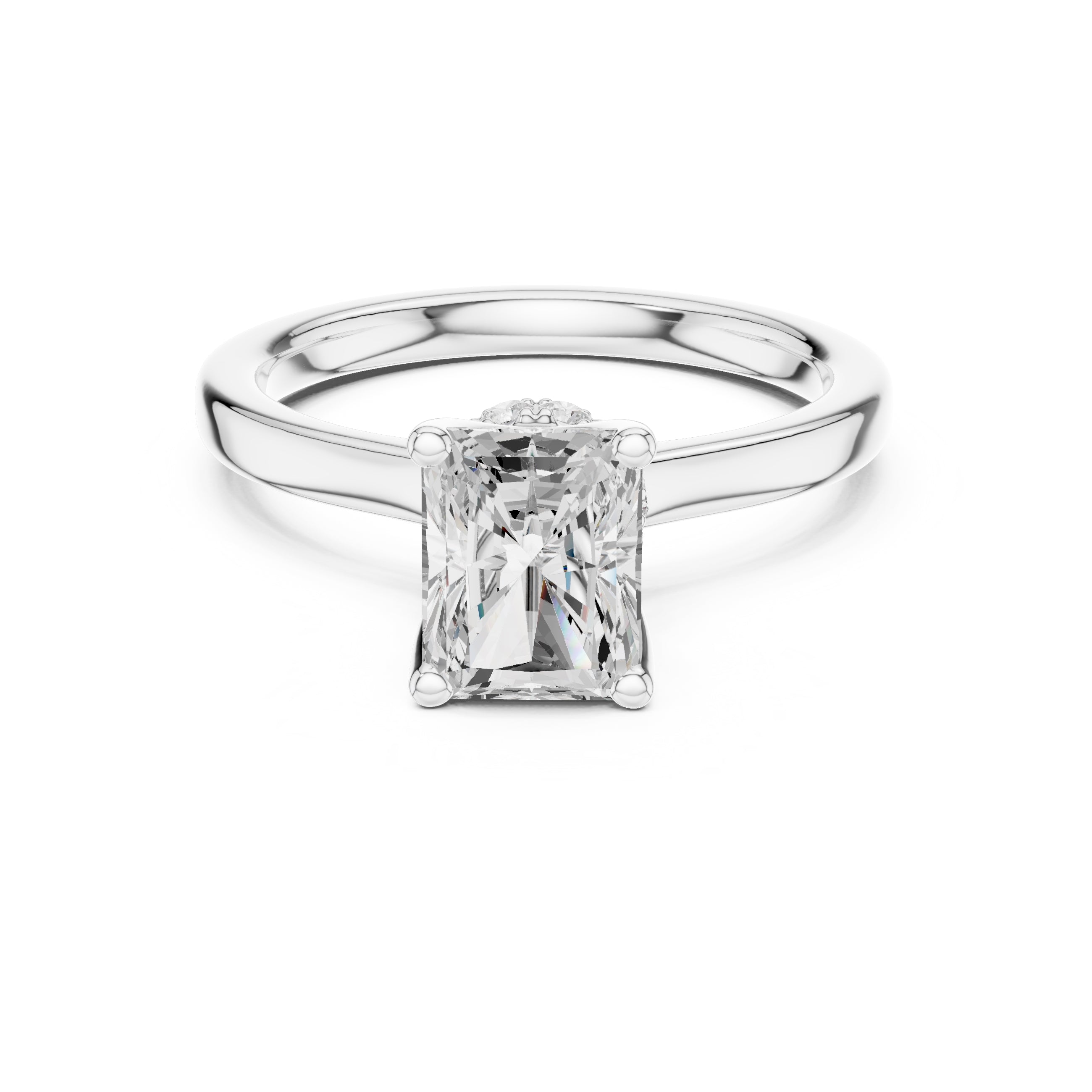 1.50 ct Crown Basket Engagement Ring 1.5ct White Gold Radiant