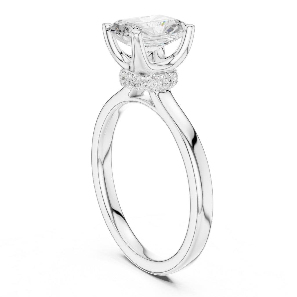 1.50 ct Crown Basket Engagement Ring 1.5ct White Gold Radiant