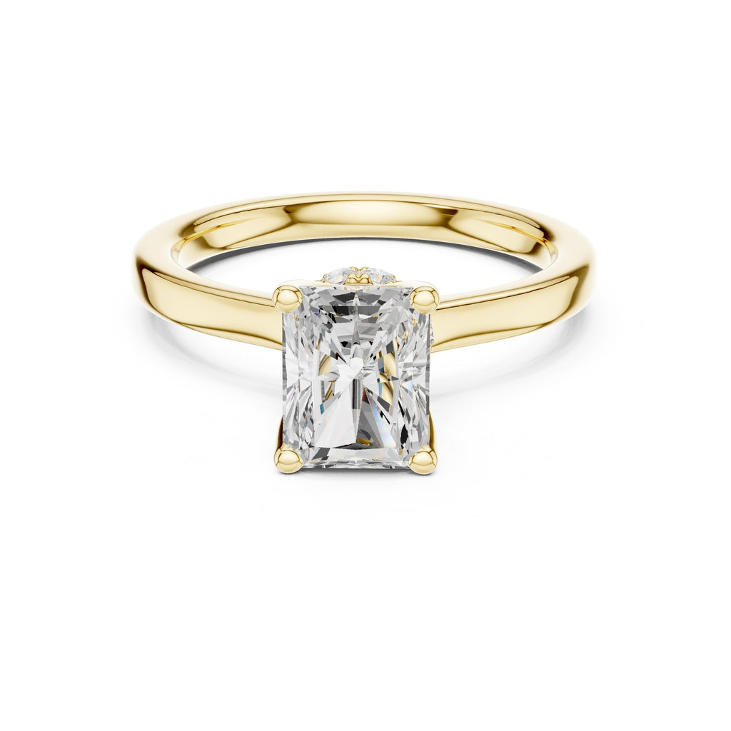1.50 ct Crown Basket Engagement Ring 1.5ct Yellow Gold Radiant