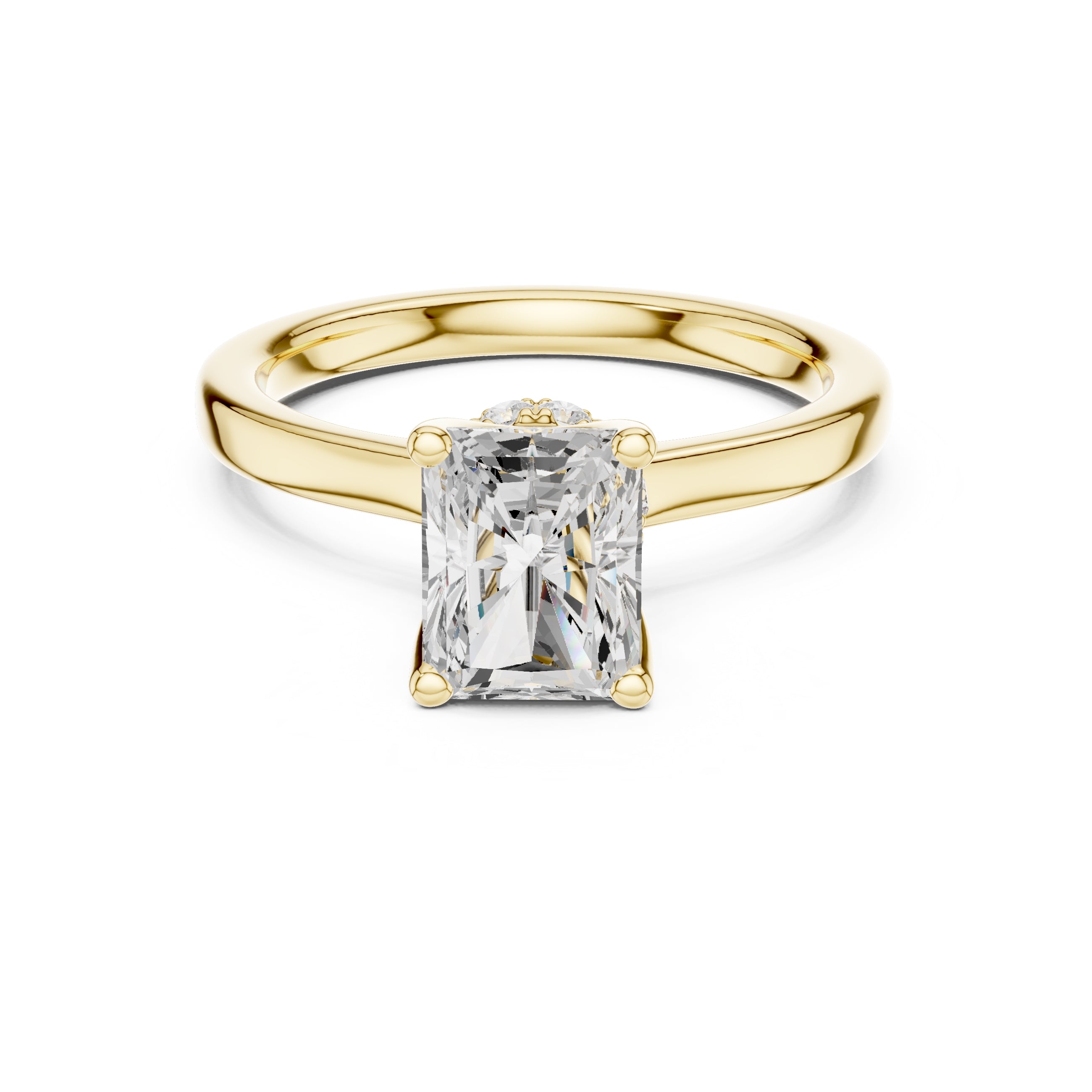 1.50 ct Crown Basket Engagement Ring 1.5ct Yellow Gold Radiant