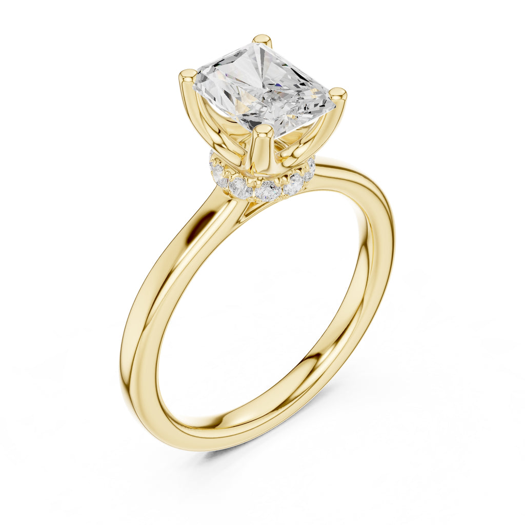 1.50 ct Crown Basket Engagement Ring 1.5ct Yellow Gold Radiant