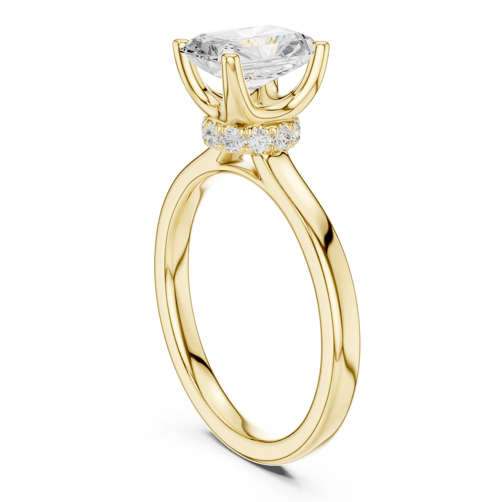 1.50 ct Crown Basket Engagement Ring 1.5ct Yellow Gold Radiant