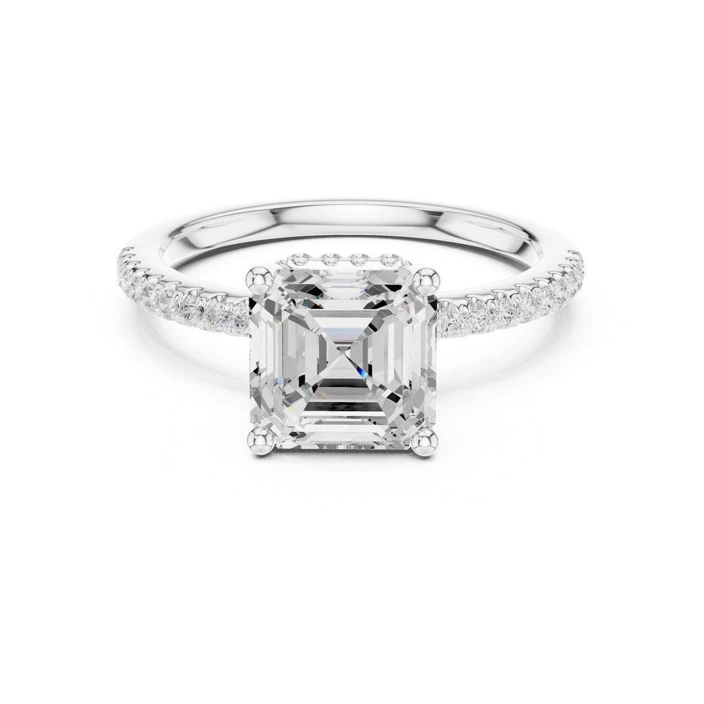 2.00 ct Vela Pavé Engagement Ring 2ct White Gold Asscher