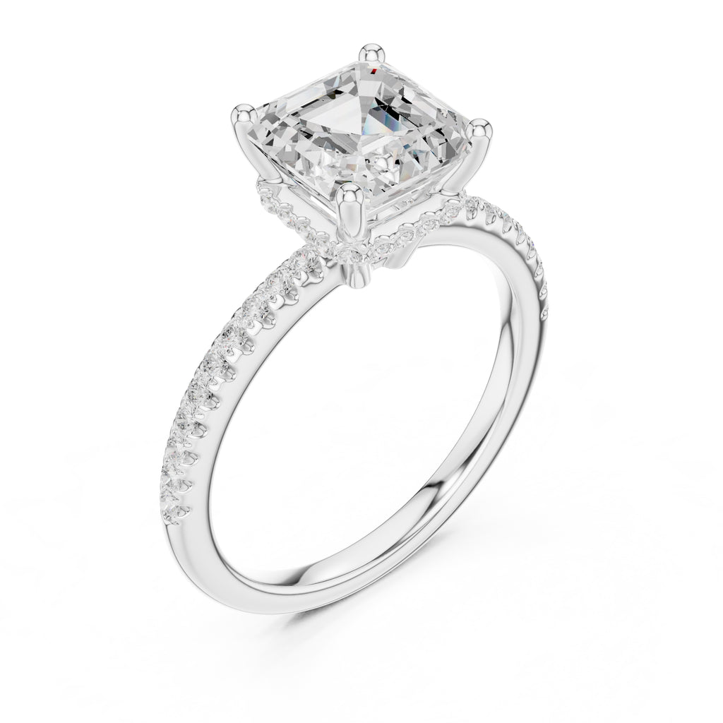 2.00 ct Vela Pavé Engagement Ring 2ct White Gold Asscher