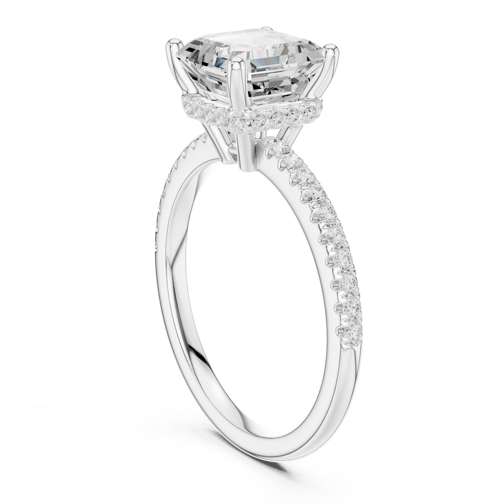 2.00 ct Vela Pavé Engagement Ring 2ct White Gold Asscher