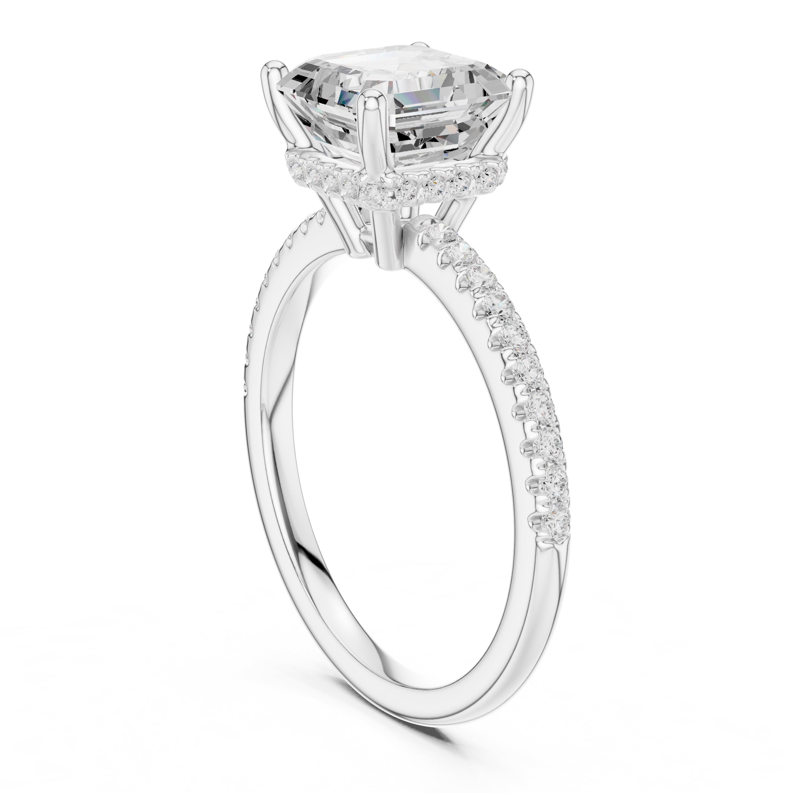 2.00 ct Vela Pavé Engagement Ring 2ct White Gold Asscher