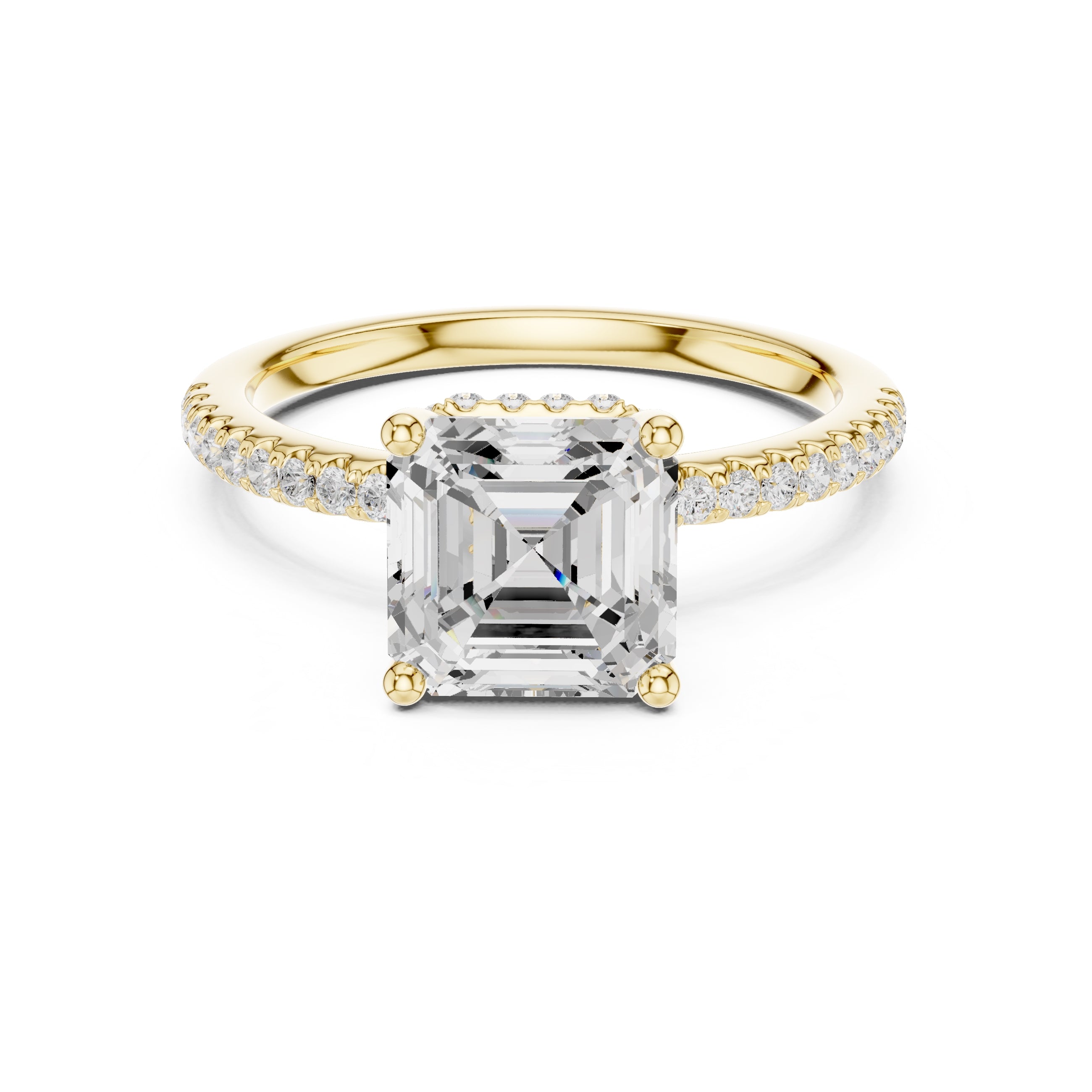 2.00 ct Vela Pavé Engagement Ring 2ct Yellow Gold Asscher