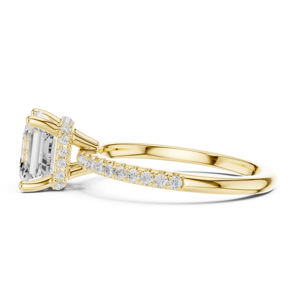 2.00 ct Vela Pavé Engagement Ring 2ct Yellow Gold Asscher