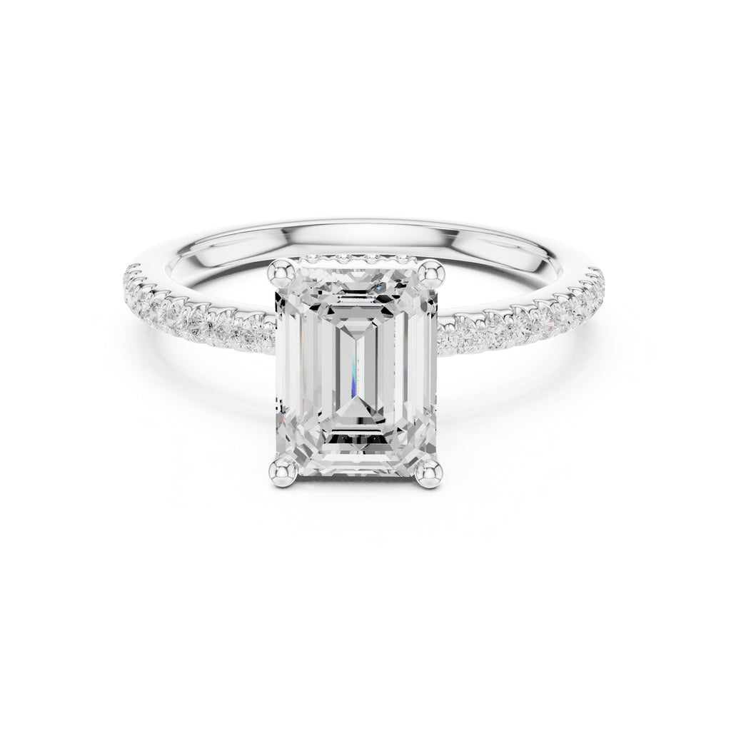 2.00 ct Vela Pavé Engagement Ring 2ct White Gold Emerald