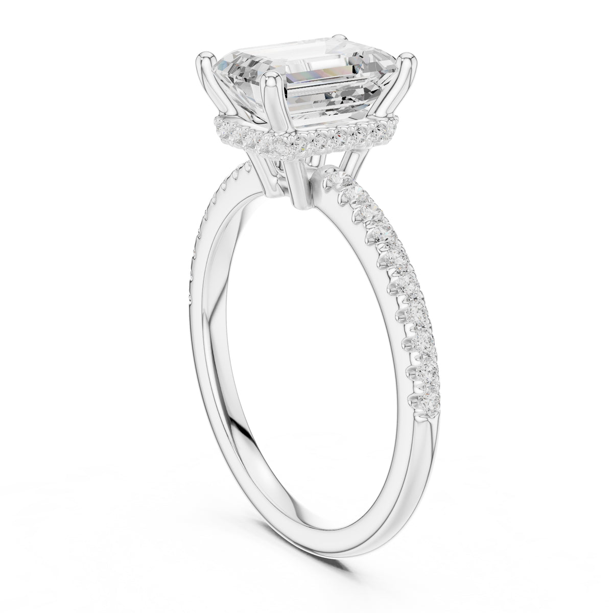 2.00 ct Vela Pavé Engagement Ring 2ct White Gold Emerald