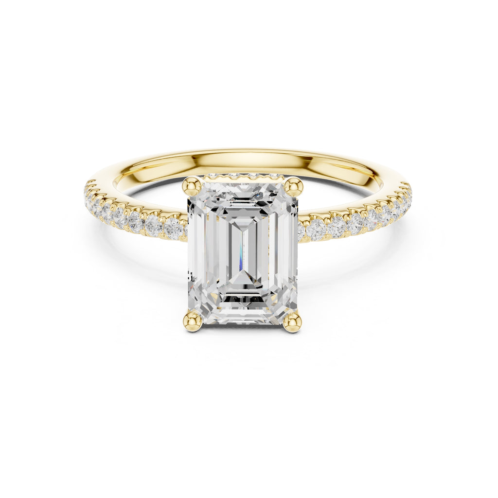 2.00 ct Vela Pavé Engagement Ring 2ct Yellow Gold Emerald