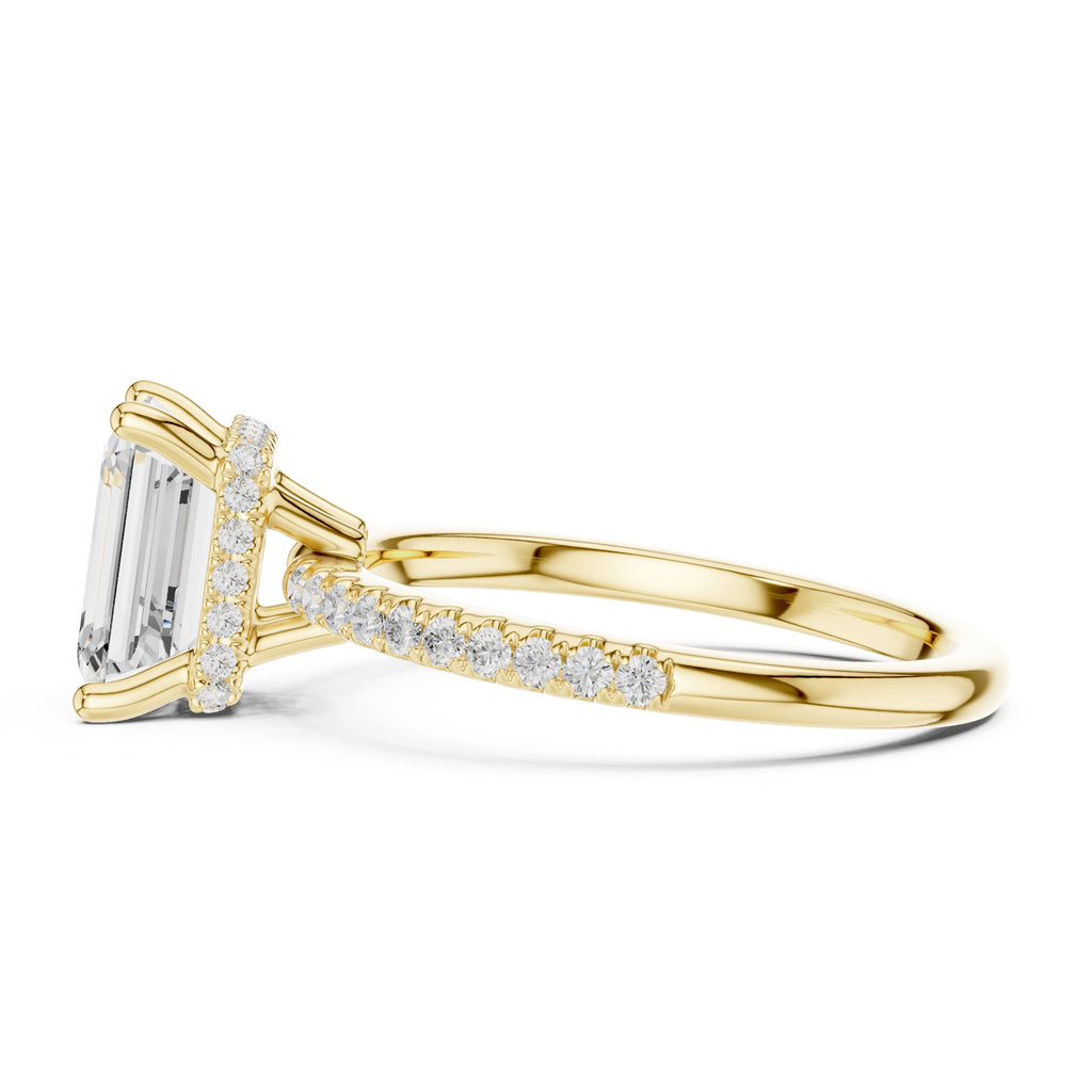 2.00 ct Vela Pavé Engagement Ring 2ct Yellow Gold Emerald