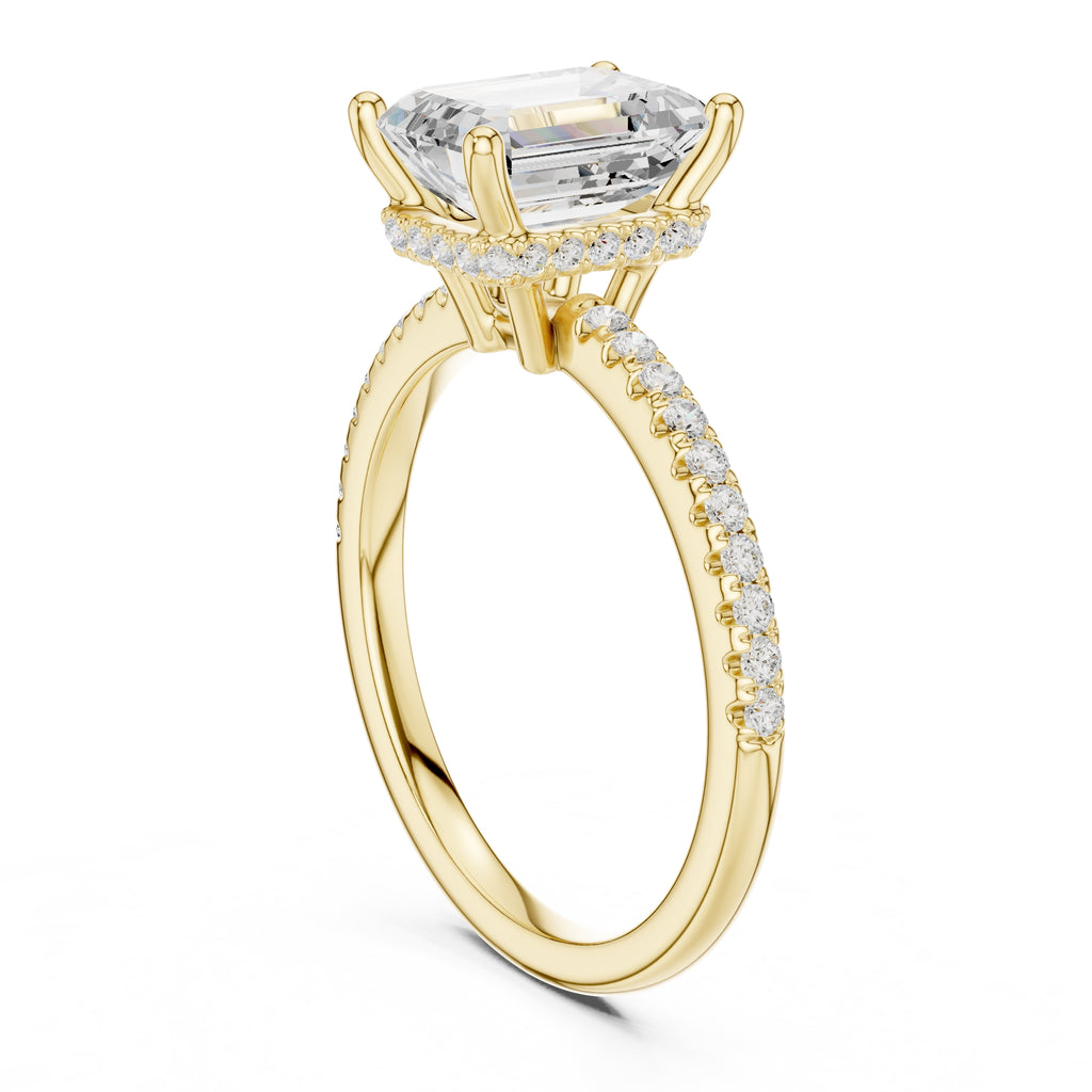 2.00 ct Vela Pavé Engagement Ring 2ct Yellow Gold Emerald