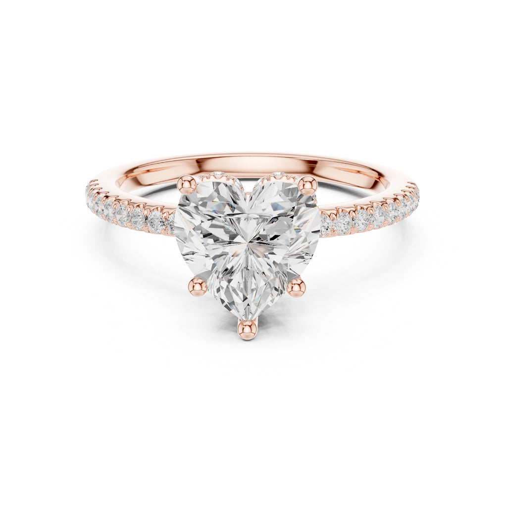 2.00 ct Vela Pavé Engagement Ring 2ct Rose Gold Heart