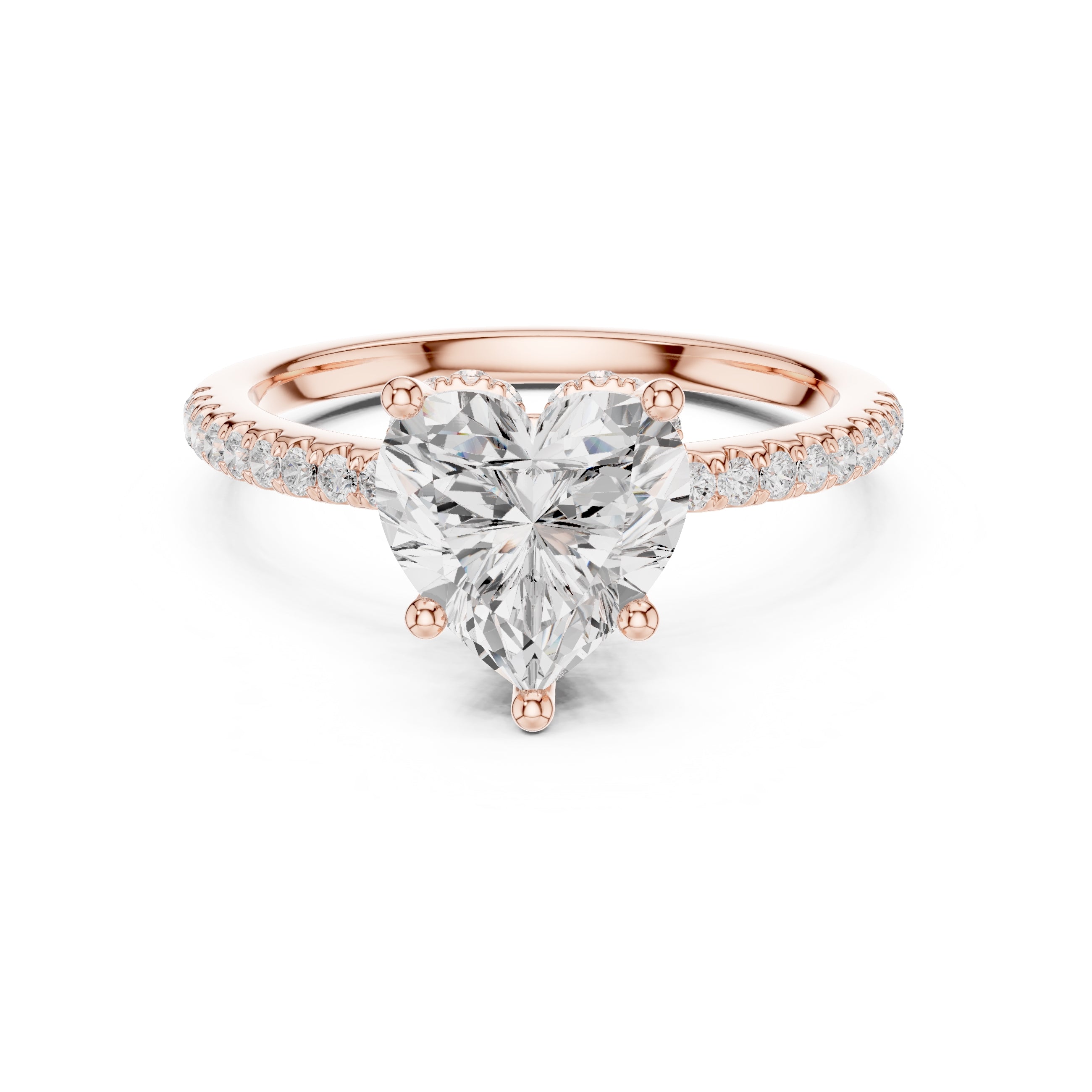 2.00 ct Vela Pavé Engagement Ring 2ct Rose Gold Heart
