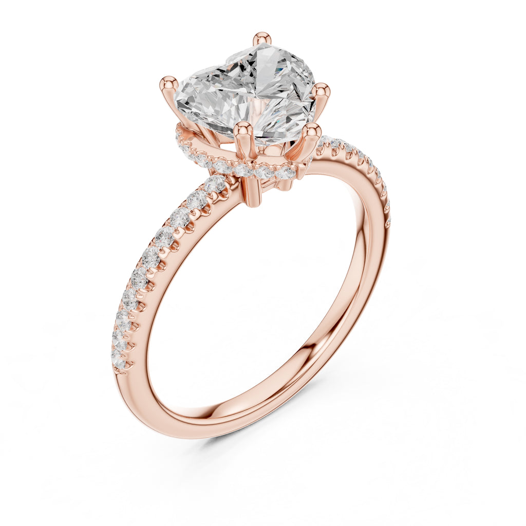 2.00 ct Vela Pavé Engagement Ring 2ct Rose Gold Heart