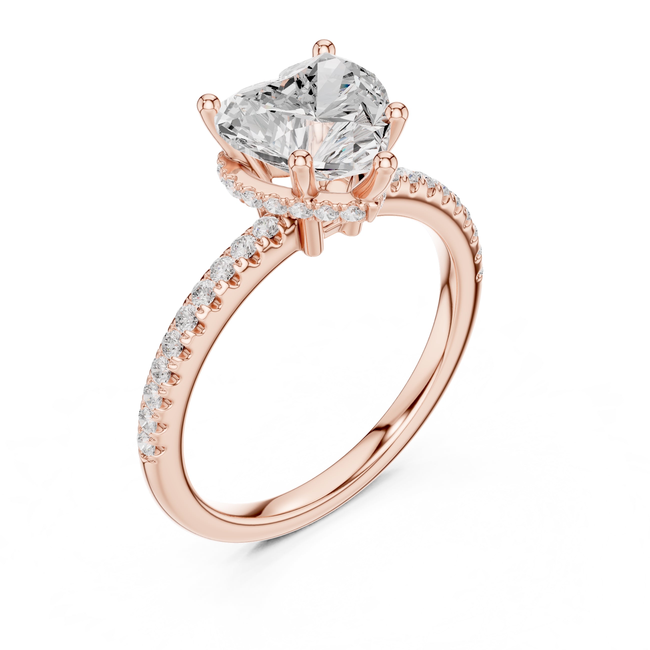 2.00 ct Vela Pavé Engagement Ring 2ct Rose Gold Heart