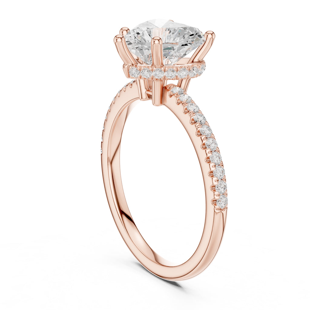 2.00 ct Vela Pavé Engagement Ring 2ct Rose Gold Heart