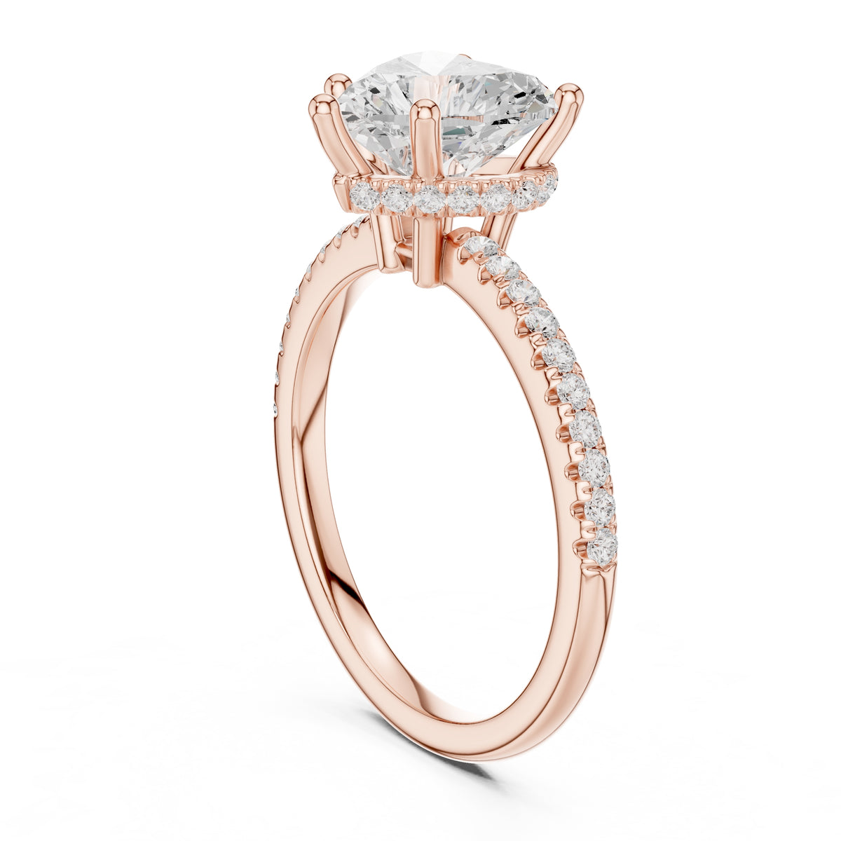 2.00 ct Vela Pavé Engagement Ring 2ct Rose Gold Heart
