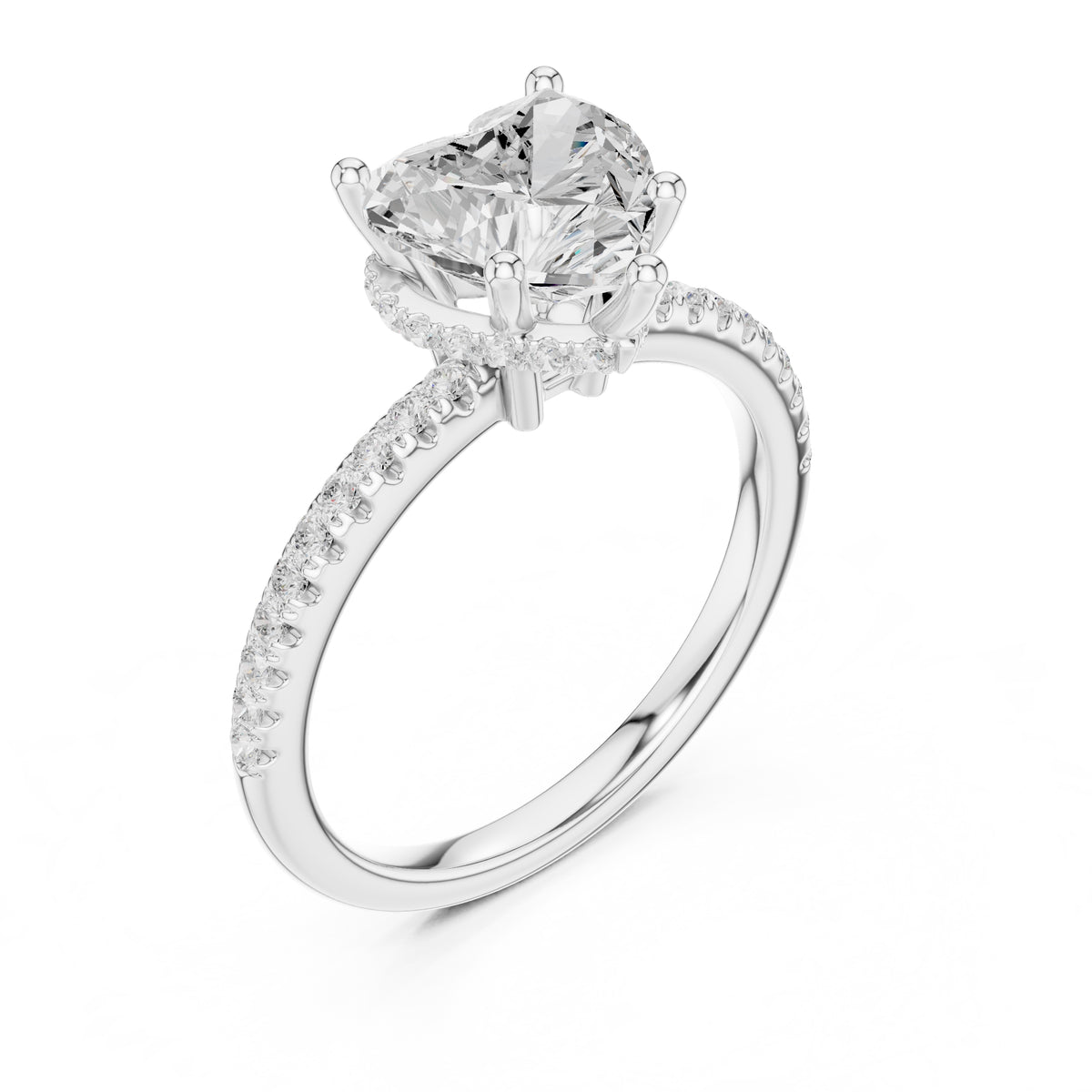 2.00 ct Vela Pavé Engagement Ring 2ct White Gold Heart