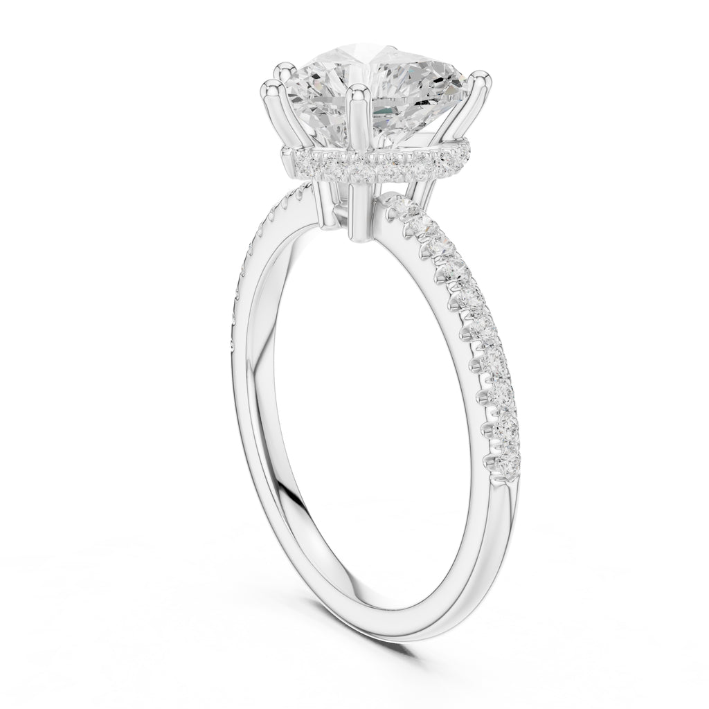 2.00 ct Vela Pavé Engagement Ring 2ct White Gold Heart