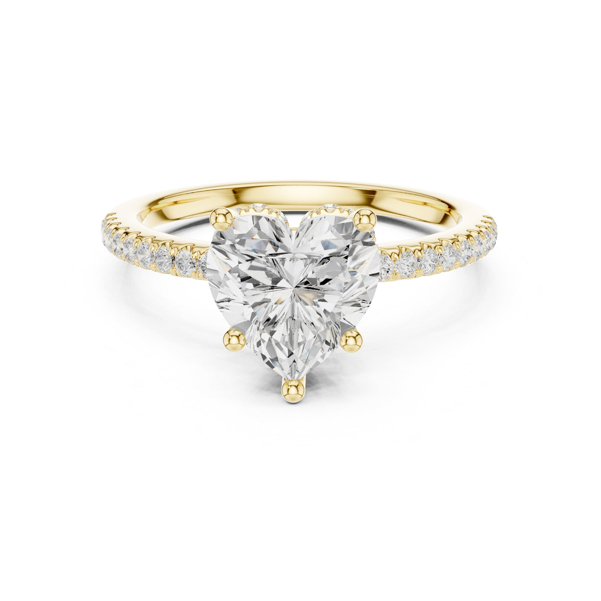 2.00 ct Vela Pavé Engagement Ring 2ct Yellow Gold Heart