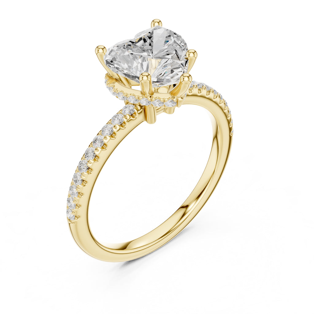 2.00 ct Vela Pavé Engagement Ring 2ct Yellow Gold Heart