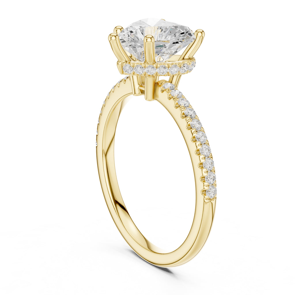 2.00 ct Vela Pavé Engagement Ring 2ct Yellow Gold Heart