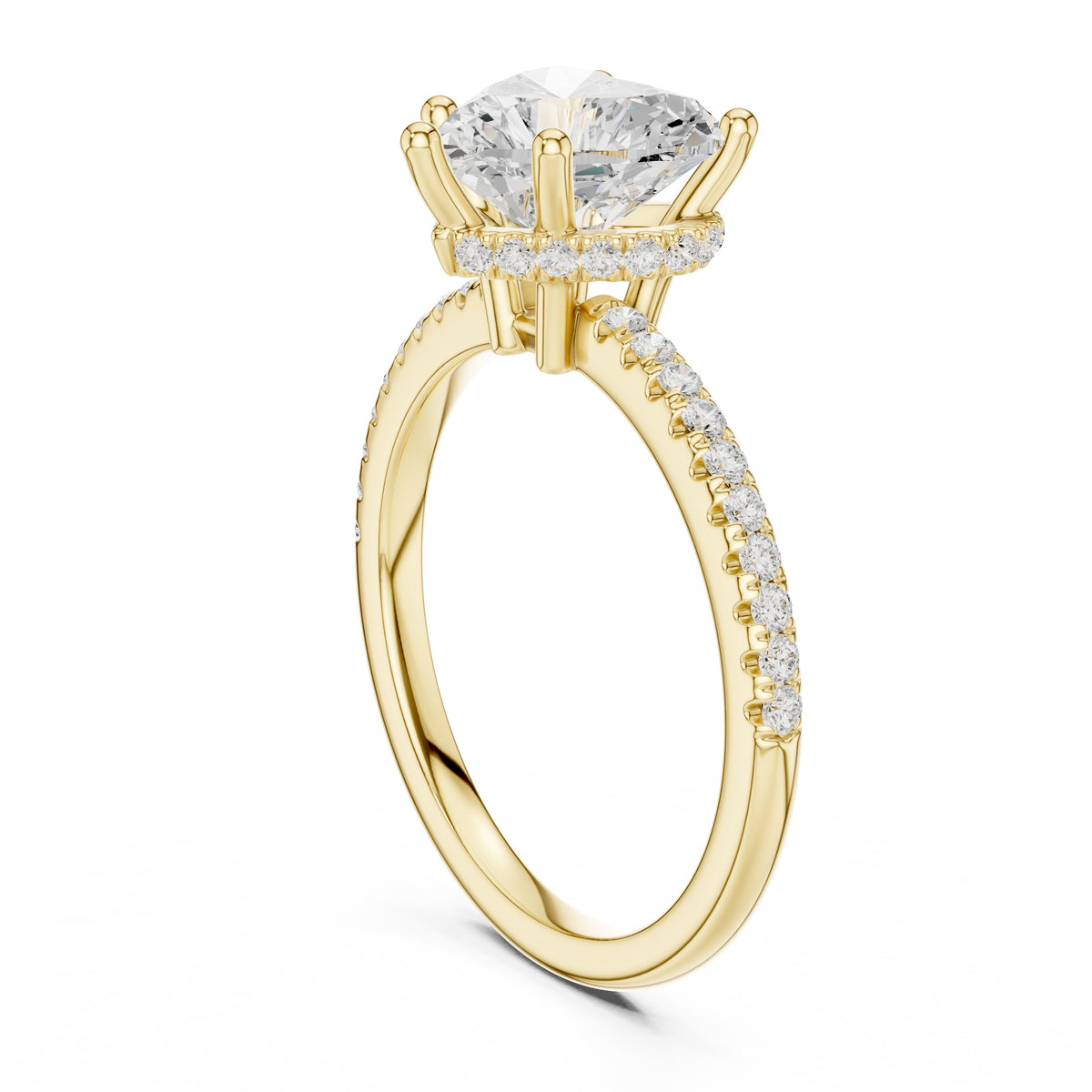 2.00 ct Vela Pavé Engagement Ring 2ct Yellow Gold Heart