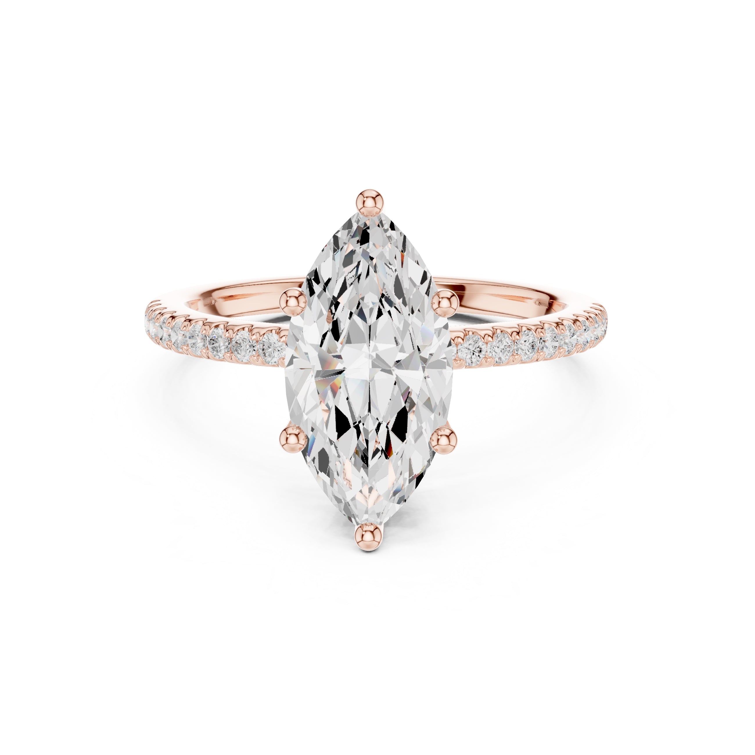 2.00 ct Vela Pavé Engagement Ring 2ct Rose Gold Marquise