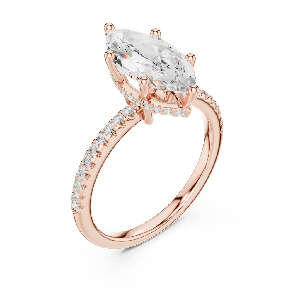 2.00 ct Vela Pavé Engagement Ring 2ct Rose Gold Marquise