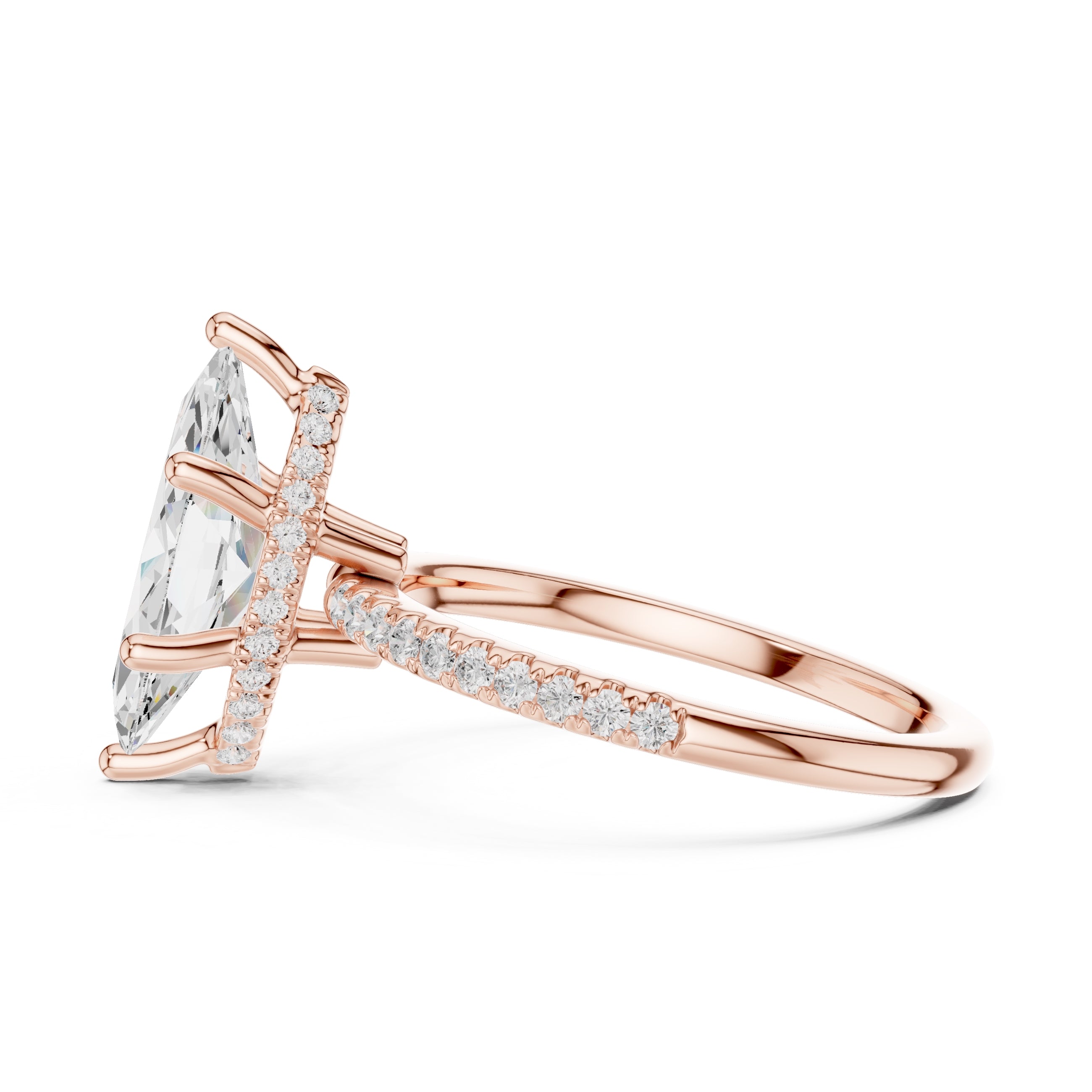 2.00 ct Vela Pavé Engagement Ring 2ct Rose Gold Marquise