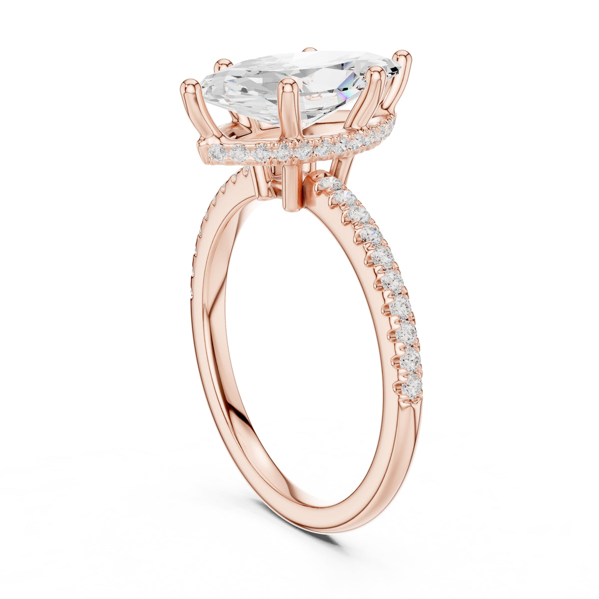 2.00 ct Vela Pavé Engagement Ring 2ct Rose Gold Marquise