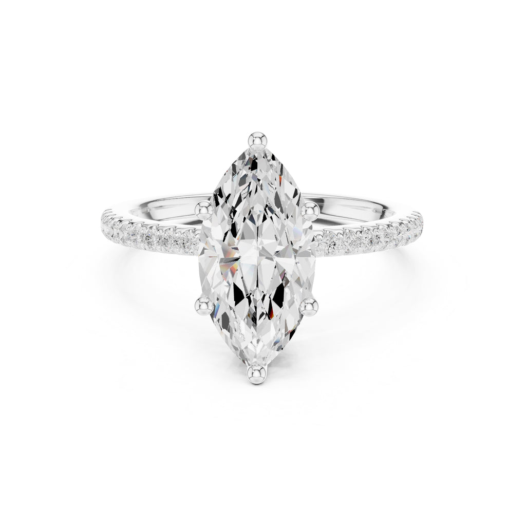 2.00 ct Vela Pavé Engagement Ring 2ct White Gold Marquise