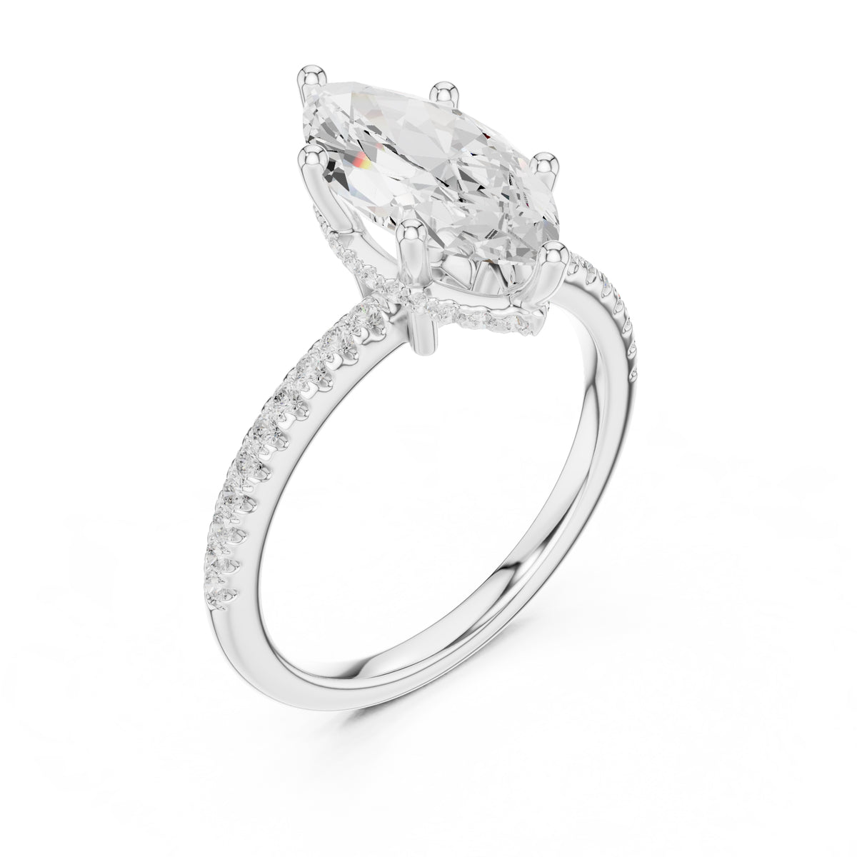 2.00 ct Vela Pavé Engagement Ring 2ct White Gold Marquise