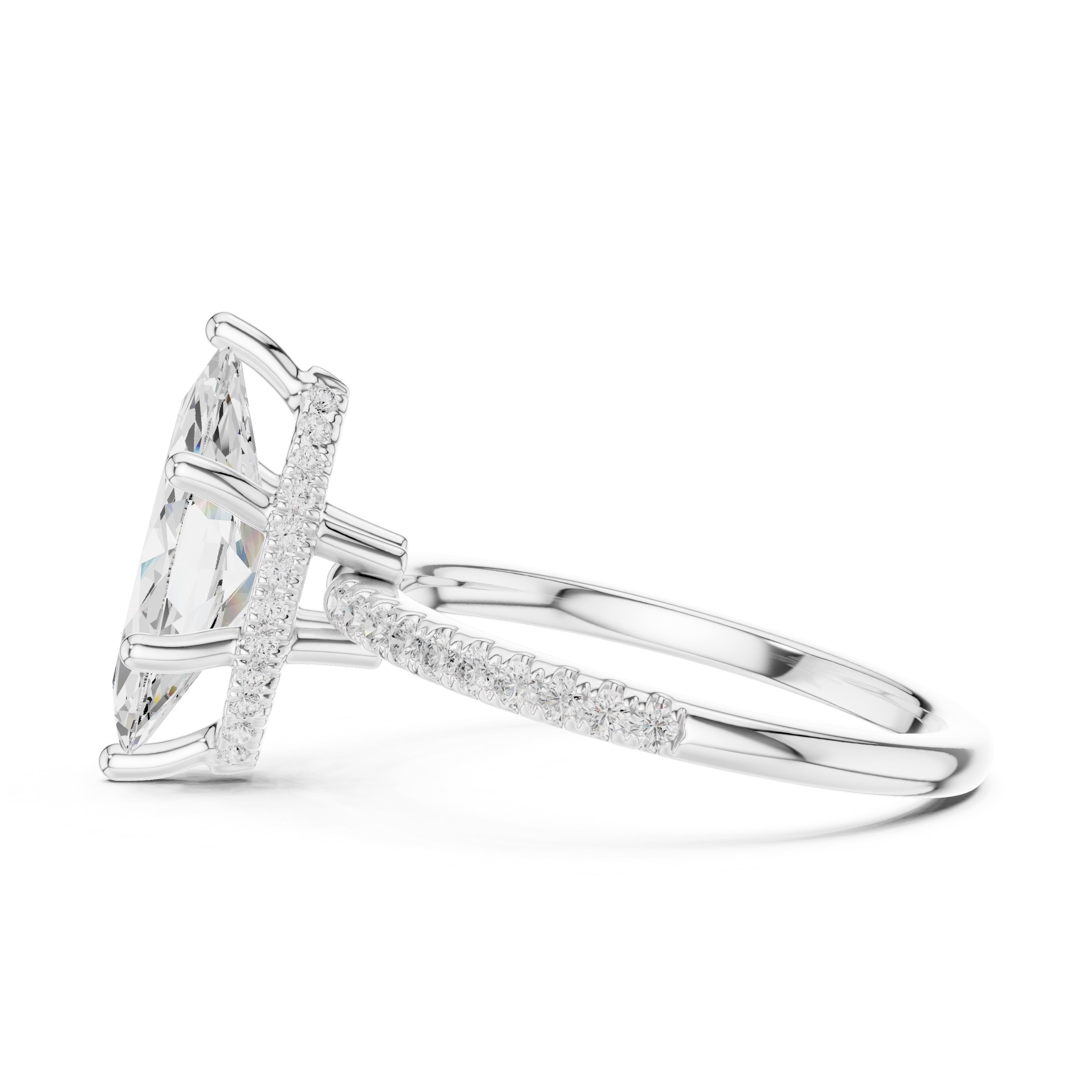2.00 ct Vela Pavé Engagement Ring 2ct White Gold Marquise