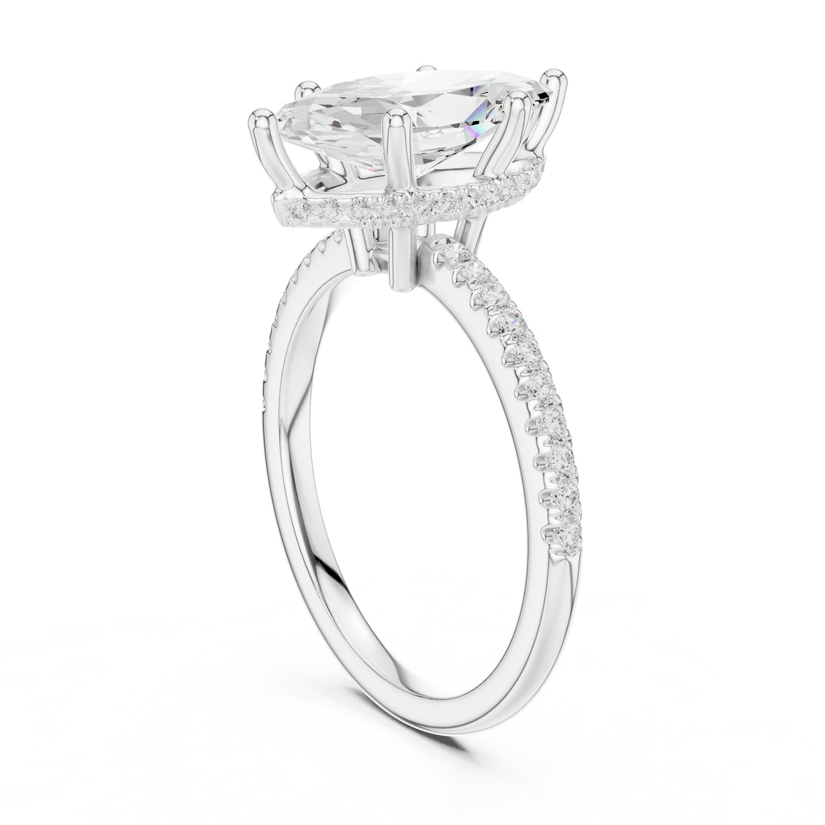2.00 ct Vela Pavé Engagement Ring 2ct White Gold Marquise