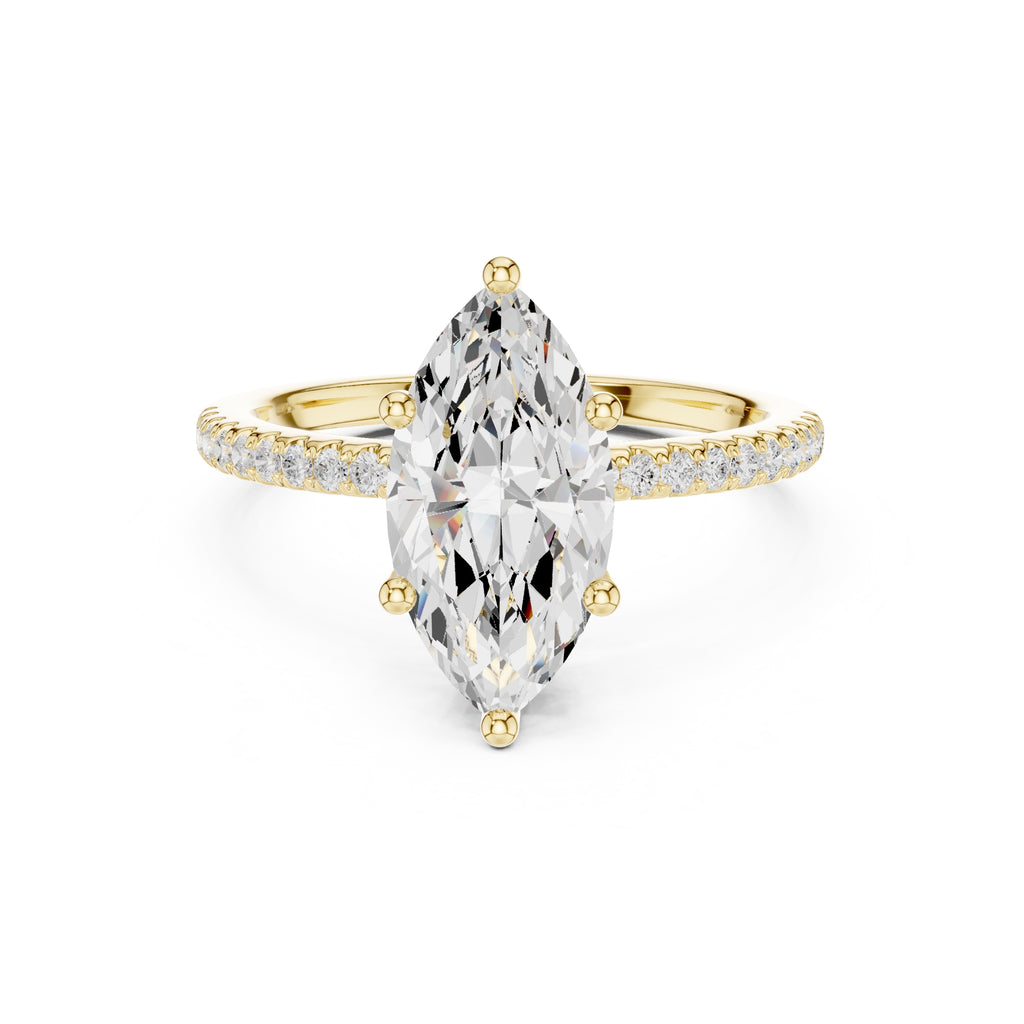 2.00 ct Vela Pavé Engagement Ring 2ct Yellow Gold Marquise