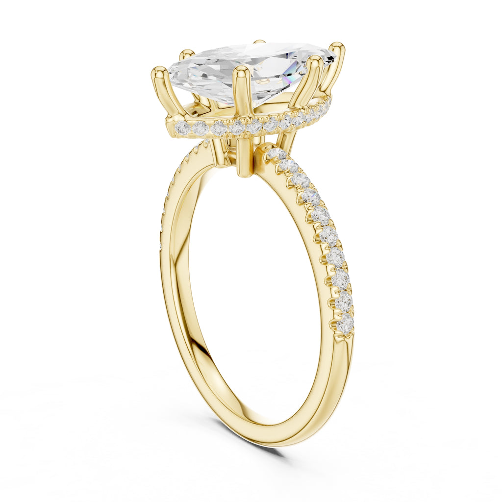 2.00 ct Vela Pavé Engagement Ring 2ct Yellow Gold Marquise