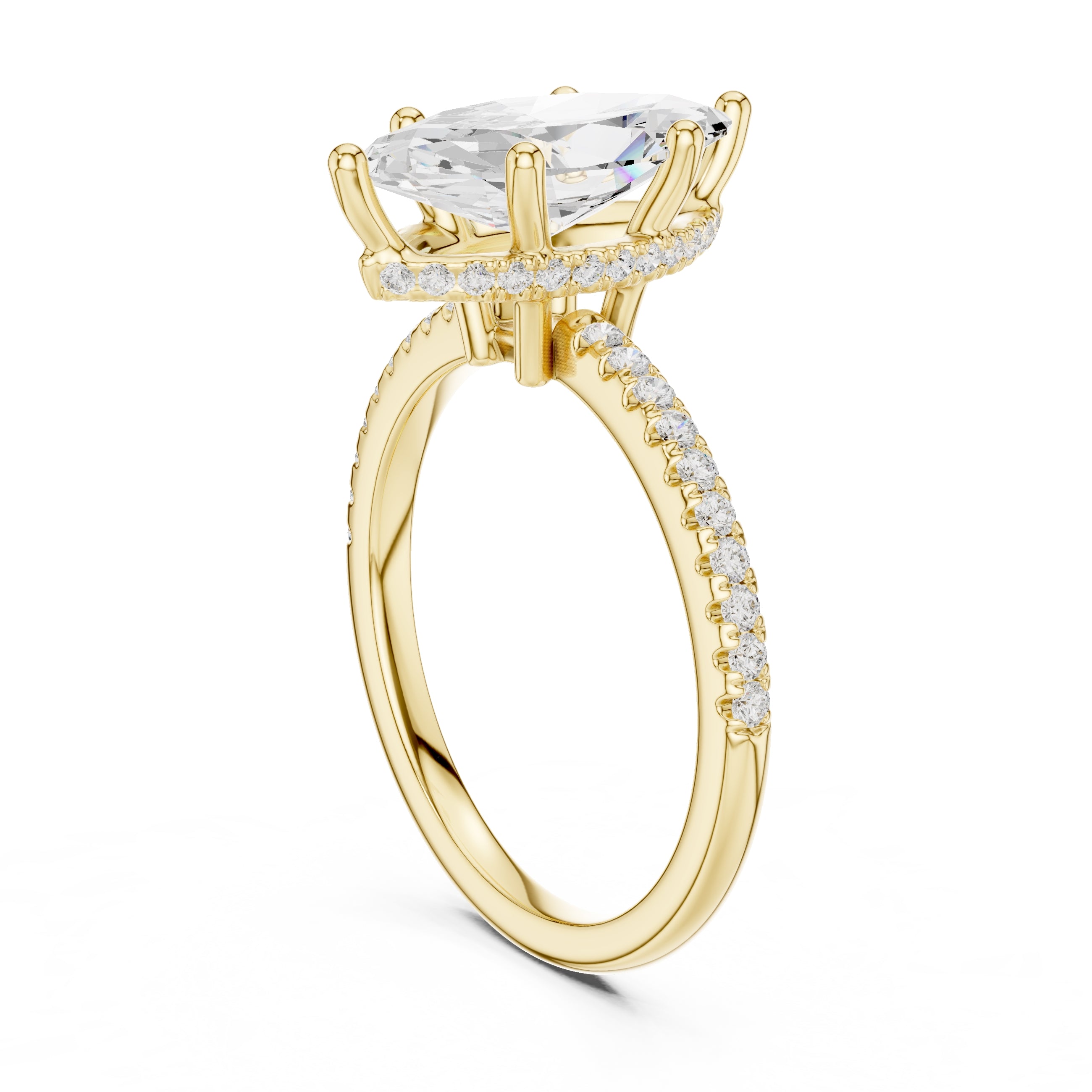 2.00 ct Vela Pavé Engagement Ring 2ct Yellow Gold Marquise