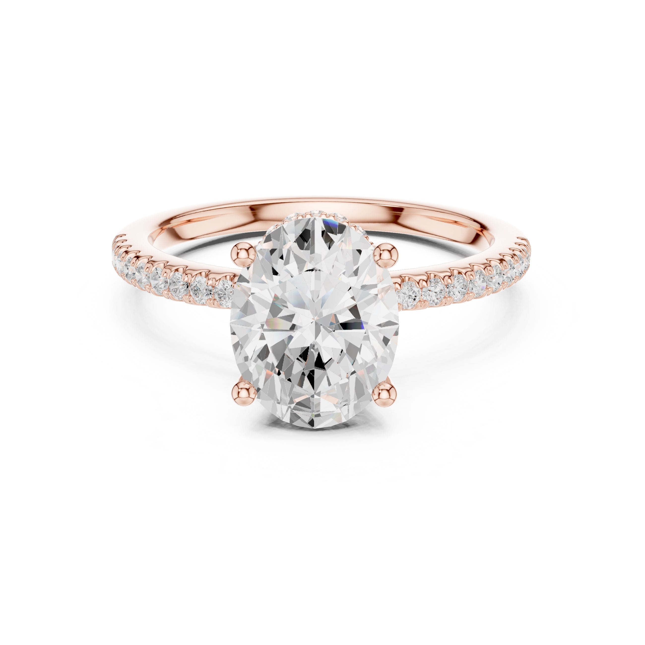 2.00 ct Vela Pavé Engagement Ring 2ct Rose Gold Oval