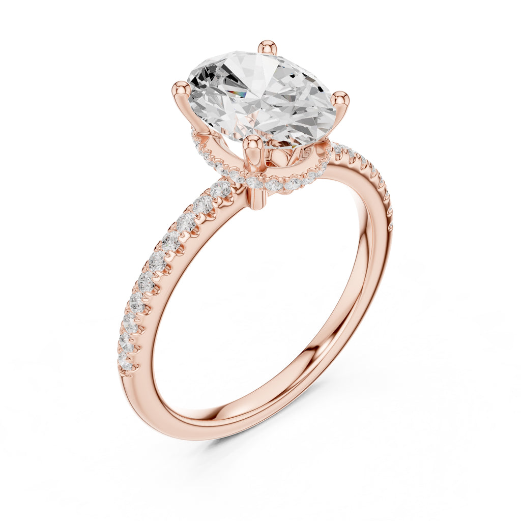 2.00 ct Vela Pavé Engagement Ring 2ct Rose Gold Oval
