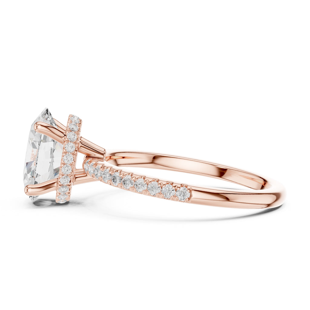 2.00 ct Vela Pavé Engagement Ring 2ct Rose Gold Oval
